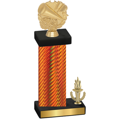 Accented Single Orange Carbon Fiber Victory Cheerleading Trophy