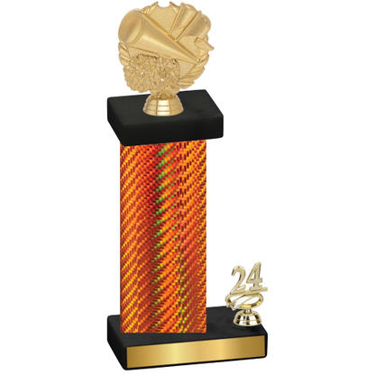 Accented Single Orange Carbon Fiber Year Cheerleading Trophy