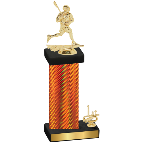 Accented Single Orange Carbon Fiber First Place Lacrosse Trophy