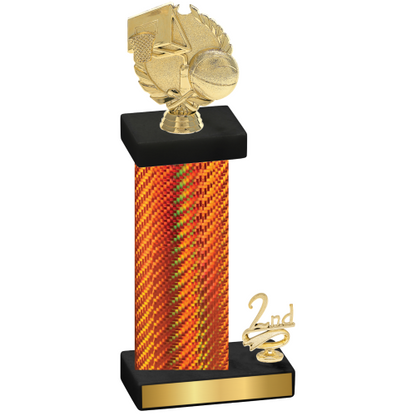 Accented Single Orange Carbon Fiber Second Place Basketball Trophy