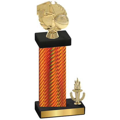 Accented Single Orange Carbon Fiber Victory Basketball Trophy