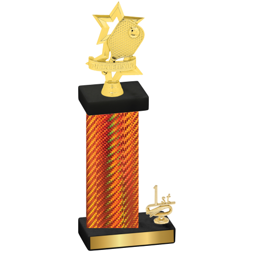 Accented Single Orange Carbon Fiber First Place Pickleball Trophy