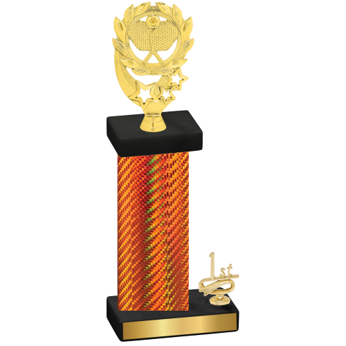 Accented Single Orange Carbon Fiber First Place Pickleball Trophy