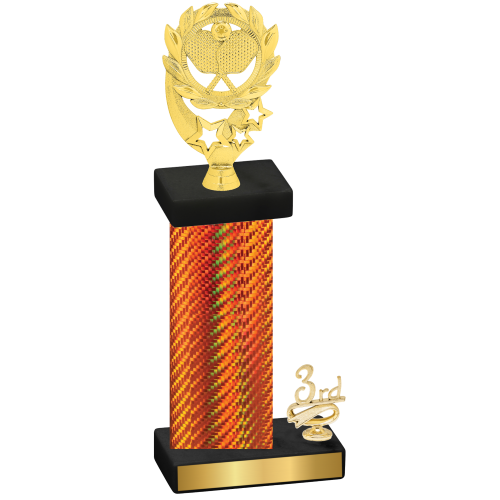 Accented Single Orange Carbon Fiber Third Place Pickleball Trophy