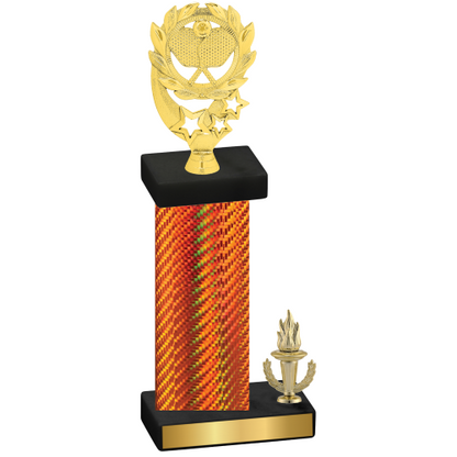 Accented Single Orange Carbon Fiber Victory Pickleball Trophy