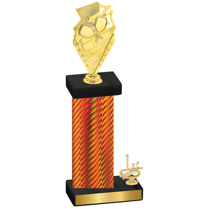 Accented Single Orange Carbon Fiber First Place Pickleball Trophy