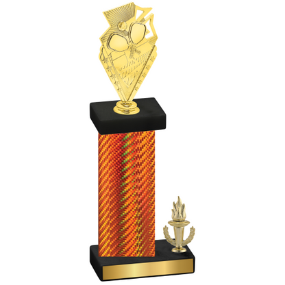 Accented Single Orange Carbon Fiber Victory Pickleball Trophy