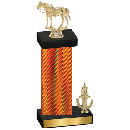 Accented Single Orange Carbon Fiber Victory Horses Trophy