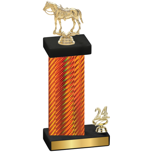 Accented Single Orange Carbon Fiber Year Horses Trophy