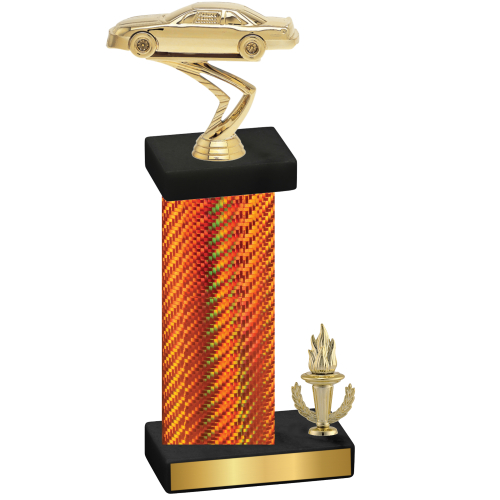 Accented Single Orange Carbon Fiber Victory Cars Trophy