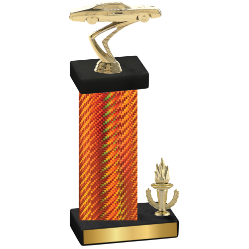 Accented Single Orange Carbon Fiber Victory Cars Trophy