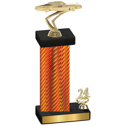 Accented Single Orange Carbon Fiber Year Cars Trophy