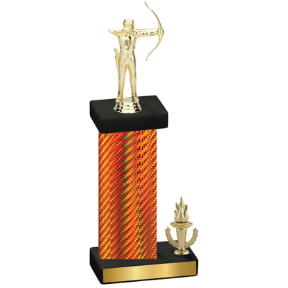 Accented Single Orange Carbon Fiber Victory Archery Trophy