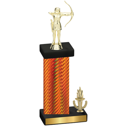 Accented Single Orange Carbon Fiber Victory Archery Trophy