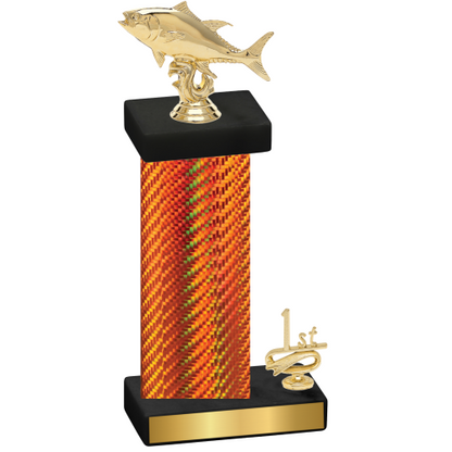 Accented Single Orange Carbon Fiber First Place Fishing Trophy