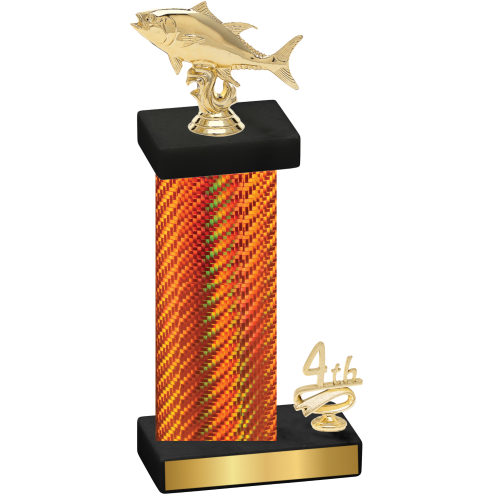 Accented Single Orange Carbon Fiber Fourth Place Fishing Trophy