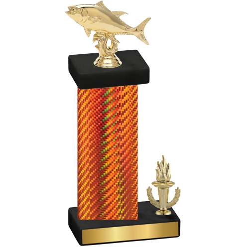 Accented Single Orange Carbon Fiber Victory Fishing Trophy