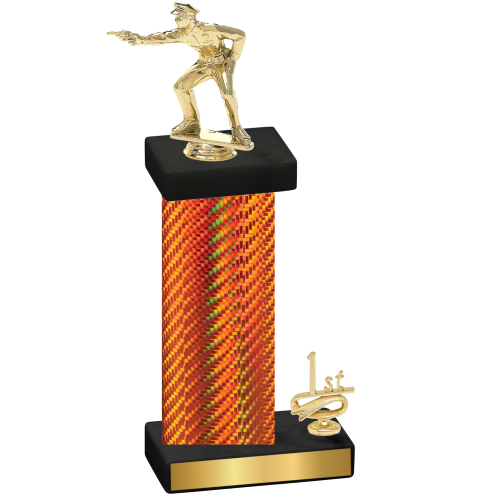 Accented Single Orange Carbon Fiber First Place Shooter Trophy