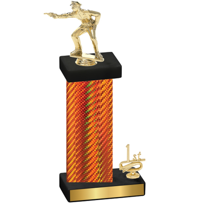 Accented Single Orange Carbon Fiber First Place Shooter Trophy