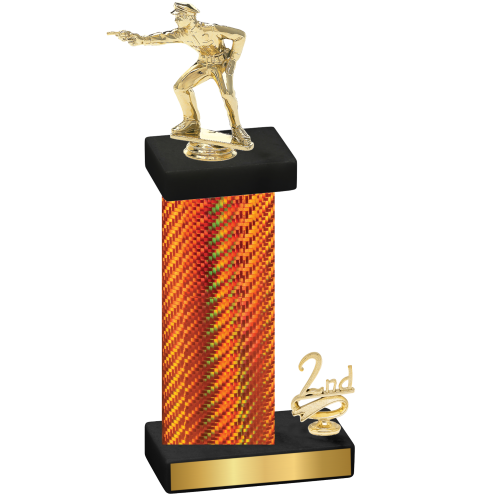 Accented Single Orange Carbon Fiber Second Place Shooter Trophy