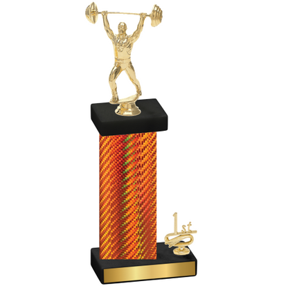 Accented Single Orange Carbon Fiber First Place Weights Trophy