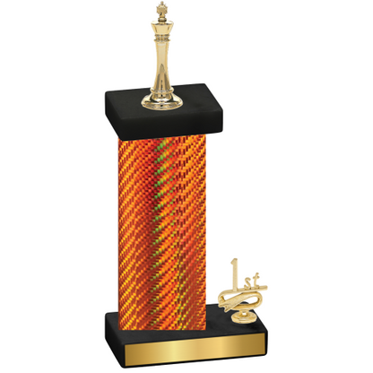 Accented Single Orange Carbon Fiber First Place Chess Trophy