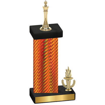 Accented Single Orange Carbon Fiber Victory Chess Trophy