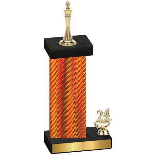 Accented Single Orange Carbon Fiber Year Chess Trophy