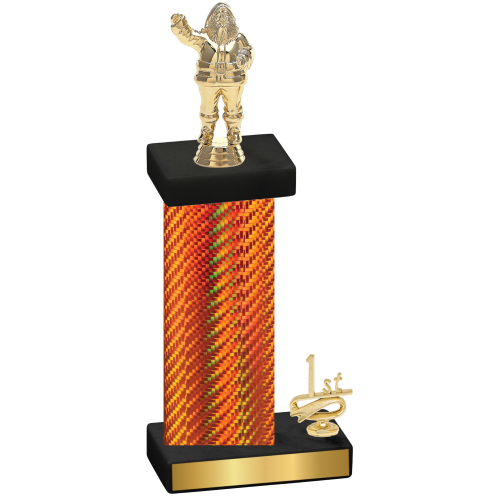 Accented Single Orange Carbon Fiber First Place Holiday Trophy