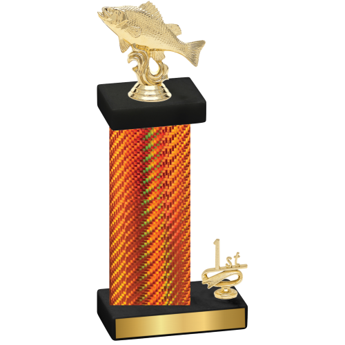 Accented Single Orange Carbon Fiber First Place Fishing Trophy