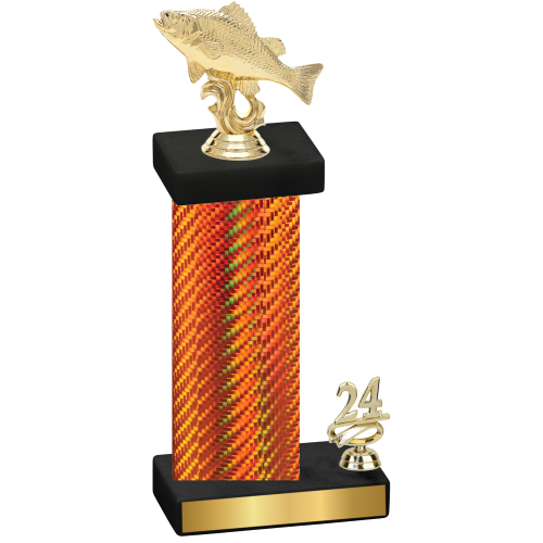 Accented Single Orange Carbon Fiber Year Fishing Trophy