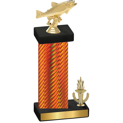 Accented Single Orange Carbon Fiber Victory Fishing Trophy