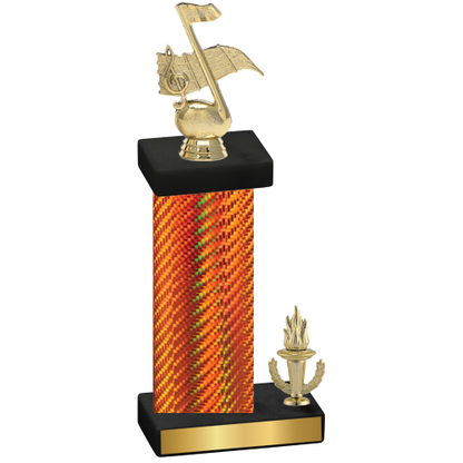 Accented Single Orange Carbon Fiber Victory Music Trophy