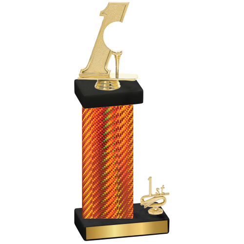 Accented Single Orange Carbon Fiber First Place Golf Trophy