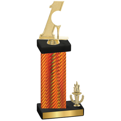 Accented Single Orange Carbon Fiber Victory Golf Trophy