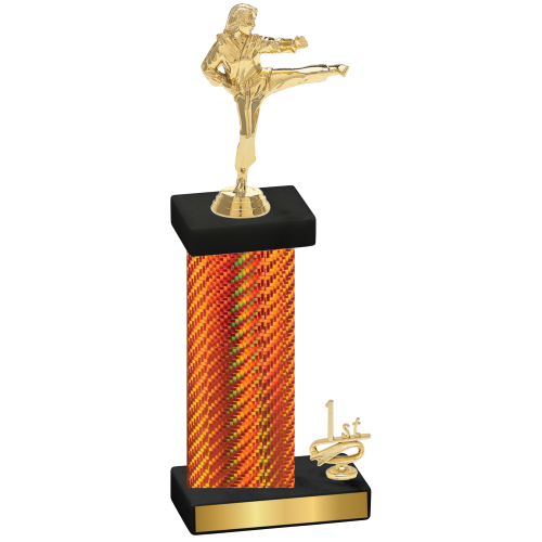 Accented Single Orange Carbon Fiber First Place Karate Trophy