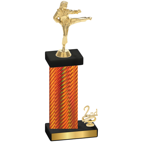Accented Single Orange Carbon Fiber Second Place Karate Trophy