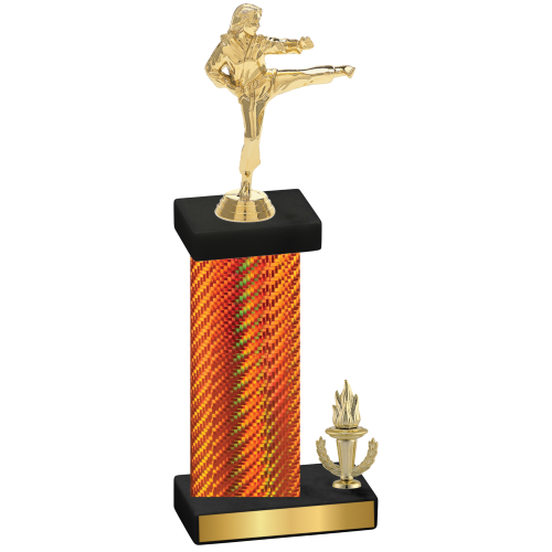 Accented Single Orange Carbon Fiber Victory Karate Trophy