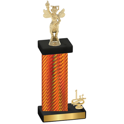 Accented Single Orange Carbon Fiber First Place Academics Trophy