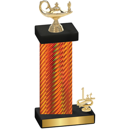 Accented Single Orange Carbon Fiber First Place Academics Trophy