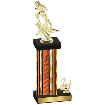 Accented Single Orange Glacier Second Place Football Trophy