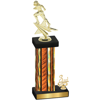 Accented Single Orange Glacier Third Place Football Trophy