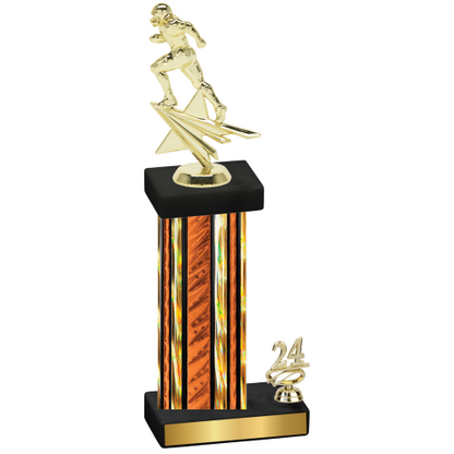 Accented Single Orange Glacier Year Football Trophy