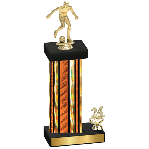 Accented Single Orange Glacier Year Soccer Trophy