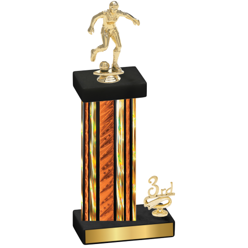 Accented Single Orange Glacier Third Place Soccer Trophy