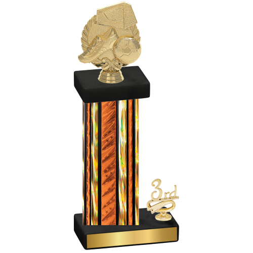 Accented Single Orange Glacier Third Place Soccer Trophy