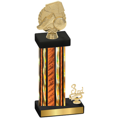 Accented Single Orange Glacier Third Place Soccer Trophy