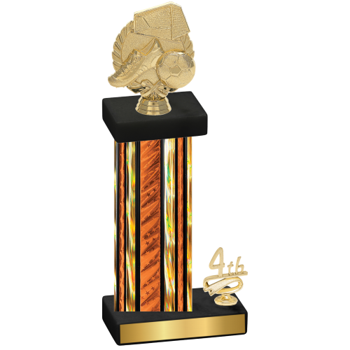 Accented Single Orange Glacier Fourth Place Soccer Trophy