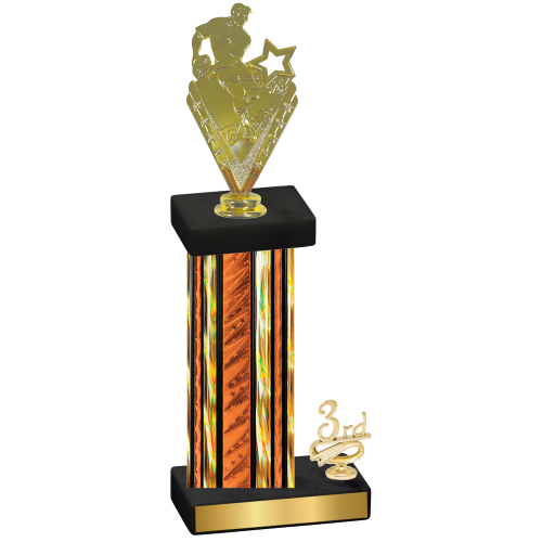 Accented Single Orange Glacier Third Place Rugby Trophy