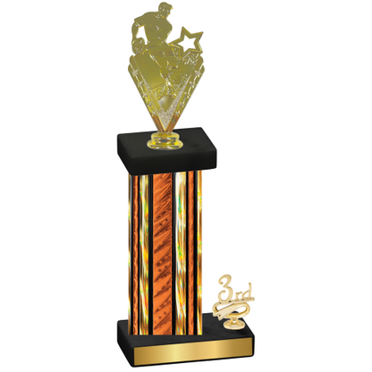 Accented Single Orange Glacier Third Place Rugby Trophy